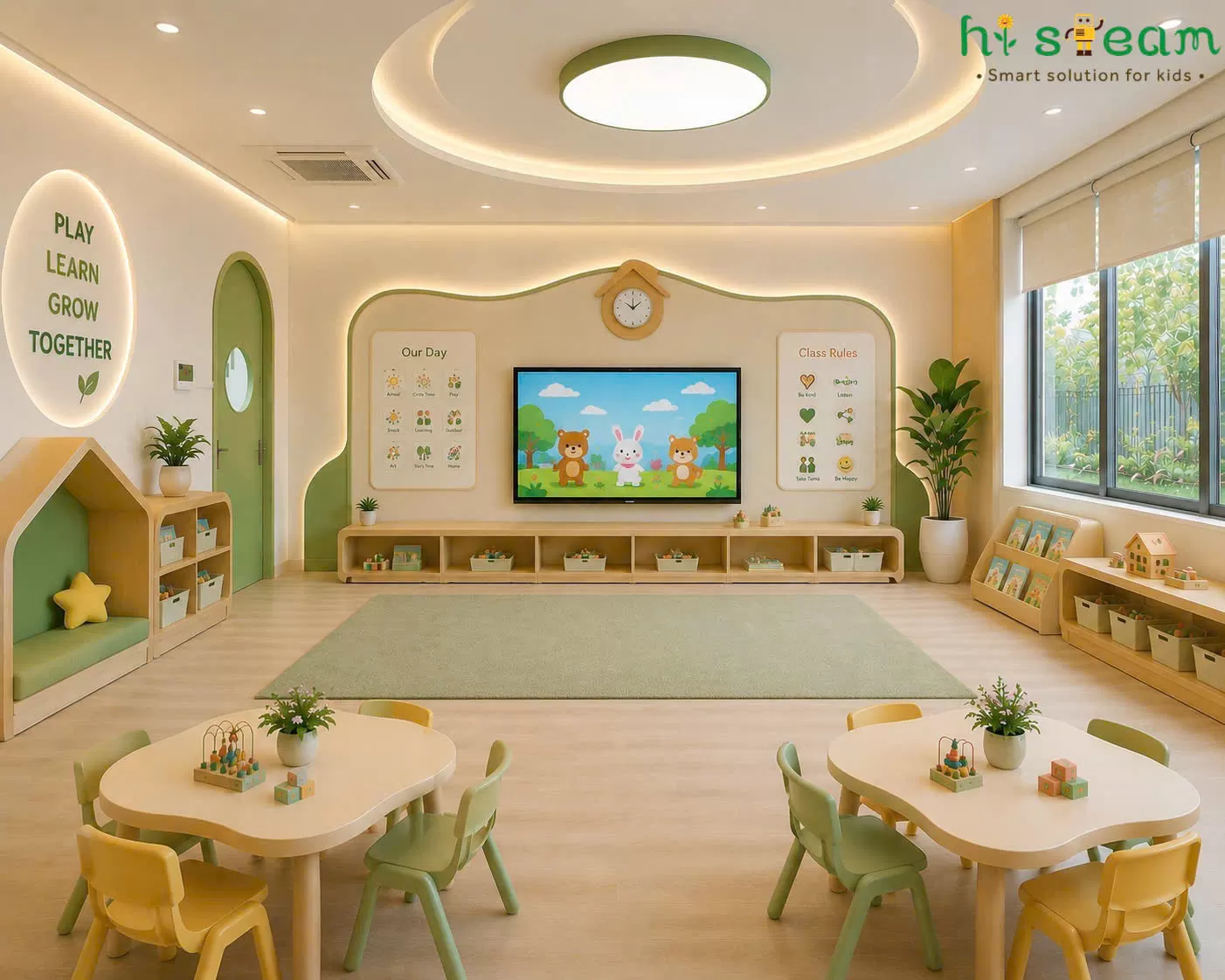 Điều đầu tiên phụ huynh nhìn thấy không phải là lớp học, mà là triết lý giáo dục của Nhà trường