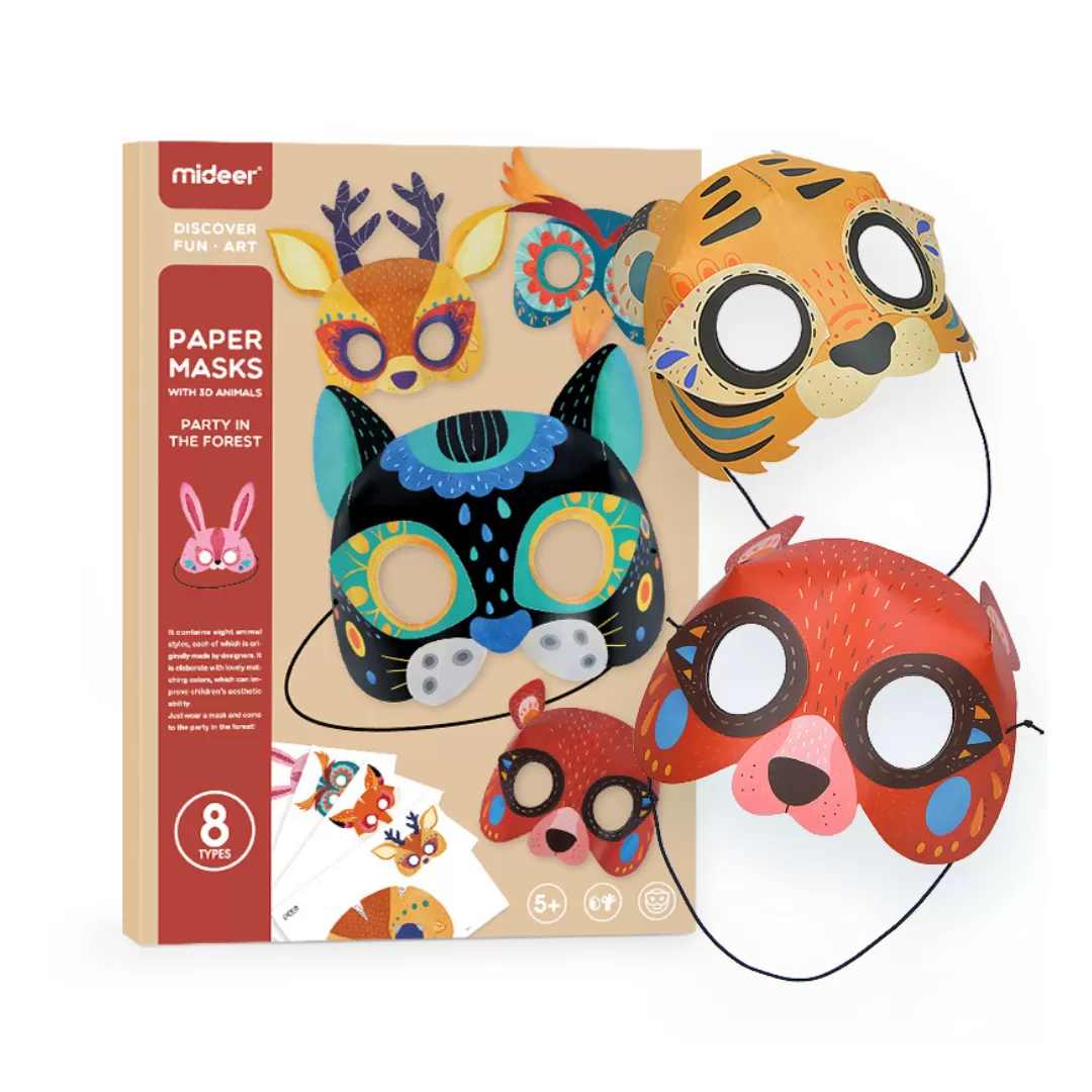 Đồ Chơi Mặt Nạ Giấy Hình Động Vật Mideer 3D Animal Paper Masks 5+