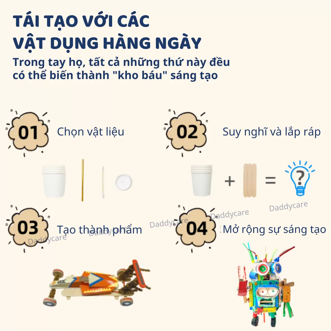 Đồ chơi lắp ráp mô hình STEAM Mideer Invention Toy Set 200 chi tiết 8+