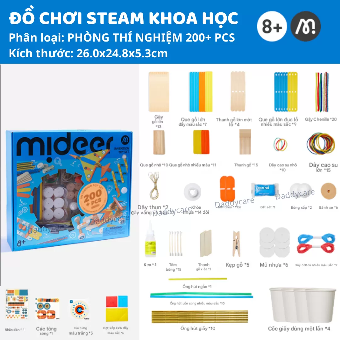 Đồ chơi lắp ráp mô hình STEAM Mideer Invention Toy Set 200 chi tiết 8+