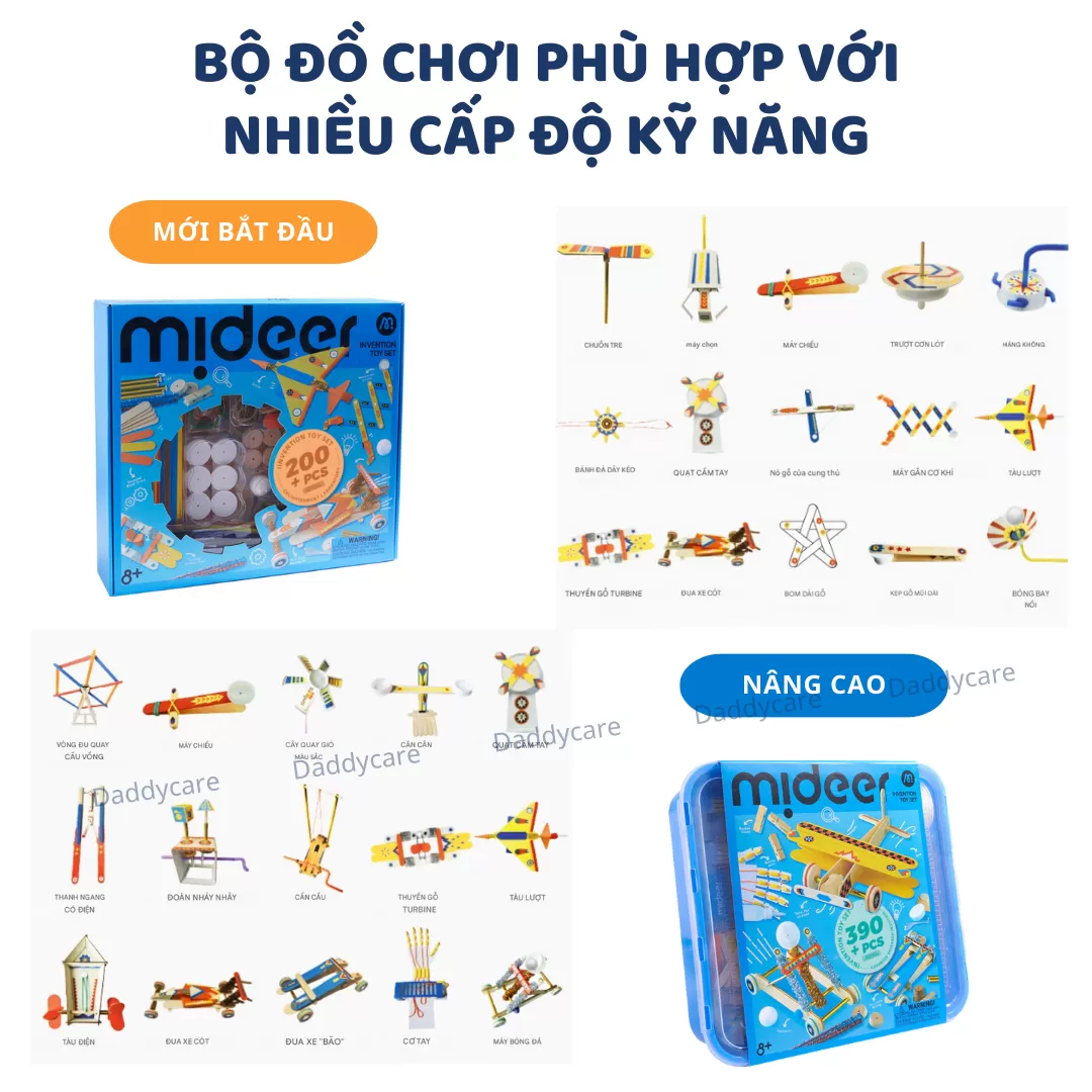 Đồ chơi lắp ráp mô hình STEAM Mideer Invention Toy Set 200 chi tiết 8+