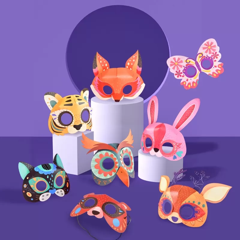 Đồ Chơi Mặt Nạ Giấy Hình Động Vật Mideer 3D Animal Paper Masks 5+