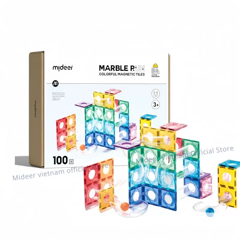 Đồ Chơi STEM Thiết Kế Đường Bóng Cho Bé Mideer Colorful Magnetic Tiles–Marble Run 3+