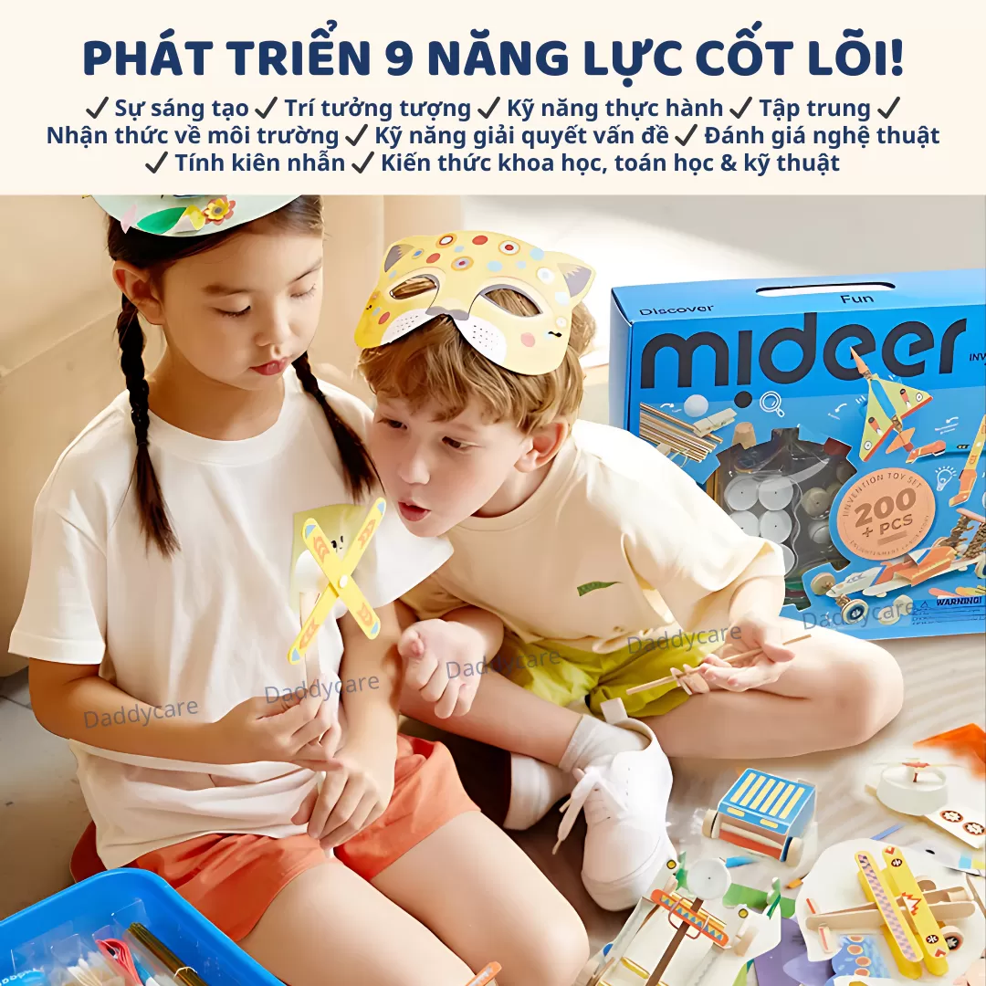 Đồ chơi lắp ráp mô hình STEAM Mideer Invention Toy Set 390 chi tiết 8+